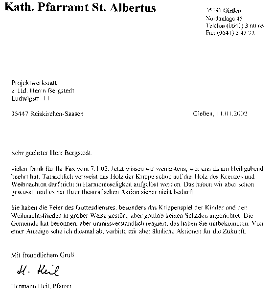 Brief aus einer betroffenen Kirchengemeinde