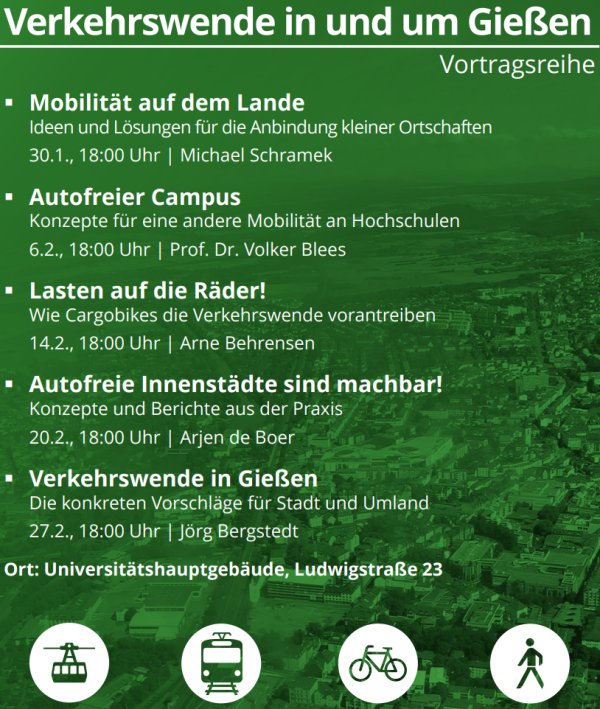 Plakat der Vortragsreihe zu Verkehrswende in Gießen