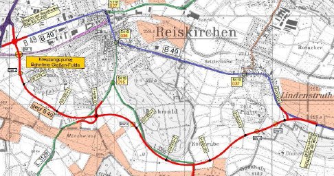 Plan der Südumgehung Reiskirchen B49